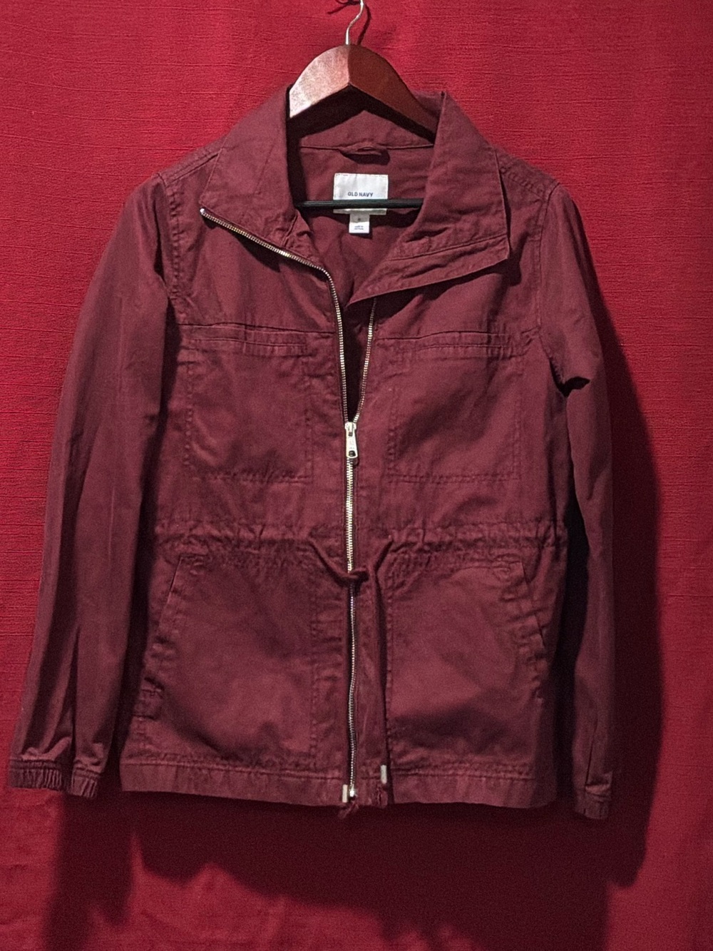 Old Navy Maroon Zip-Front Utility Jacket